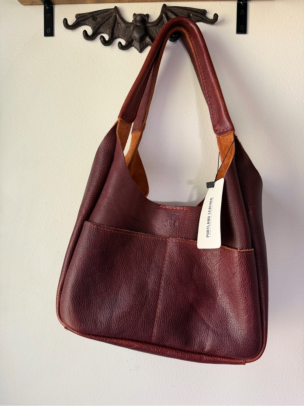 Portland Leather Wine Red Leather Shoulder Bag
